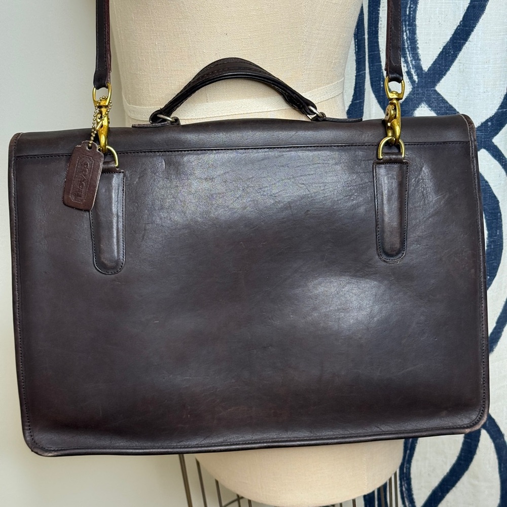 COACH Vintage Mahogany Brown Leather Top Handle Briefcase/Messenger Bag #7425 - Picture 4 of 15